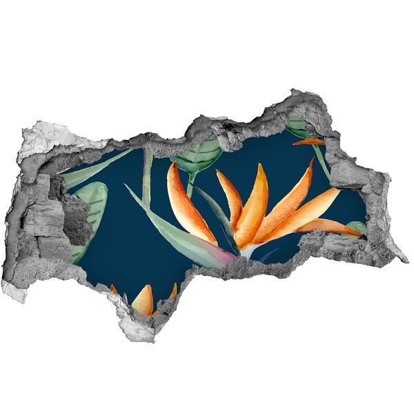 Autocolant 3D gaura cu priveliște Floare tropicală în beton