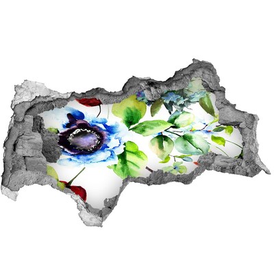 Autocolant de perete gaură 3D O explozie florală de culoare