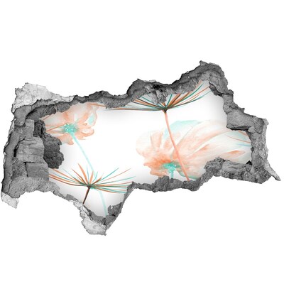 Fototapet un zid spart cu priveliște Peisaj floral printr-o gaură în perete