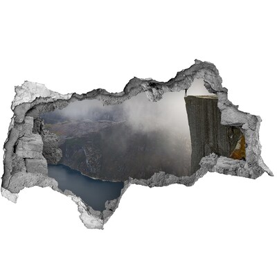 Autocolant gaură 3D Vedere de pe faleza de deasupra fiordului