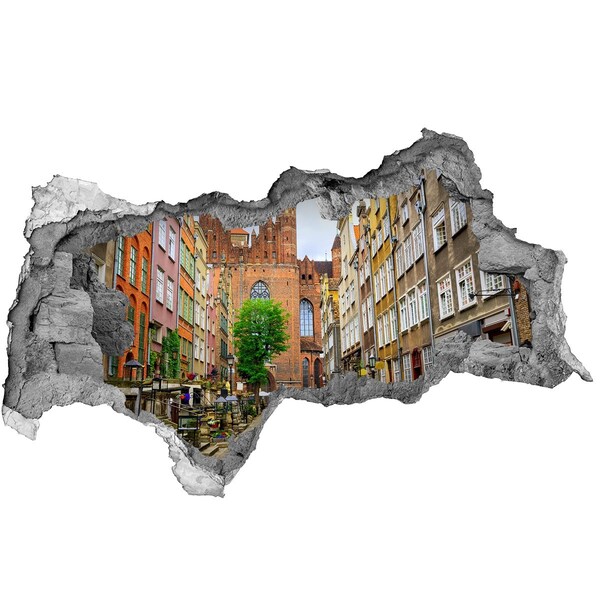 Fototapet 3D gaură în perete Vedere a orașului Gdańsk