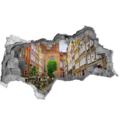 Fototapet 3D gaură în perete Vedere a orașului Gdańsk