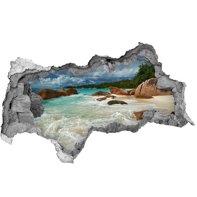 Autocolant de perete gaură 3D plaja Seychelles