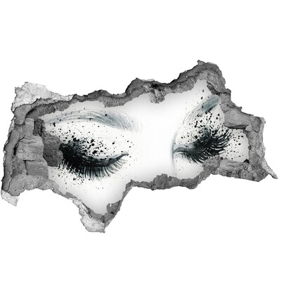 Autocolant autoadeziv gaură Ochii închiși într-o gaură din perete