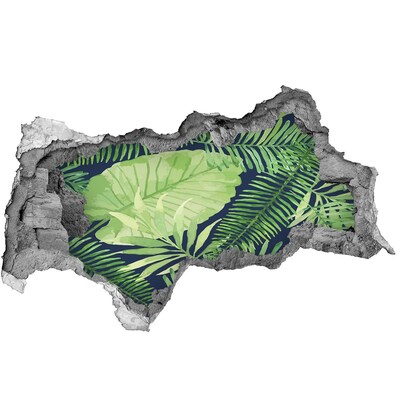 Autocolant 3D gaura cu priveliște frunze tropicale