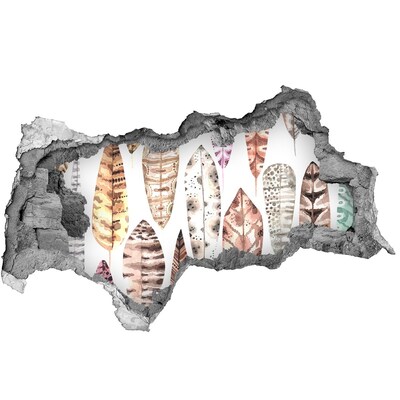 Autocolant autoadeziv gaură Frunze colorate într-o gaură din perete