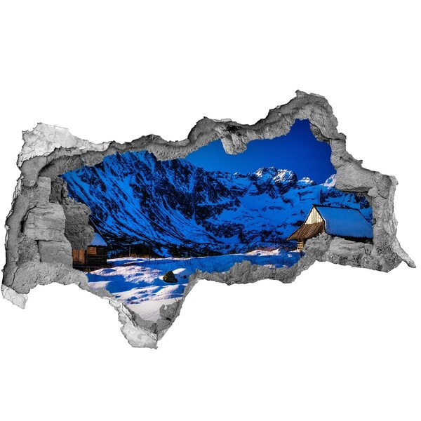 Autocolant autoadeziv gaură Căsuță de iarnă la munte