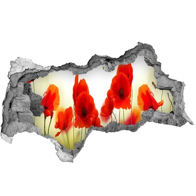 Autocolant de perete gaură 3D Paradisul florilor cu o albină