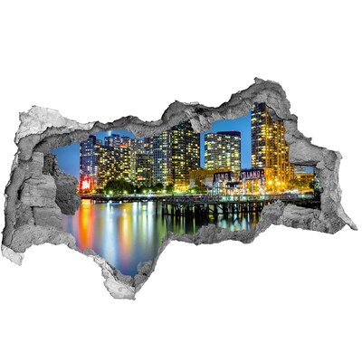 Fototapet 3D gaură în perete Vedere a orașului noaptea