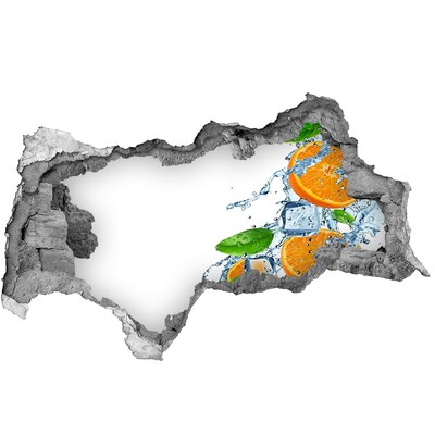 Autocolant de perete gaură 3D portocale