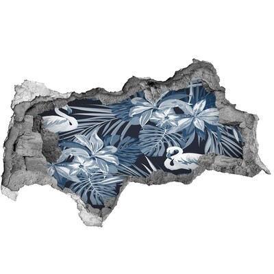 Autocolant 3D gaura cu priveliște Paradis tropical cu flamingi