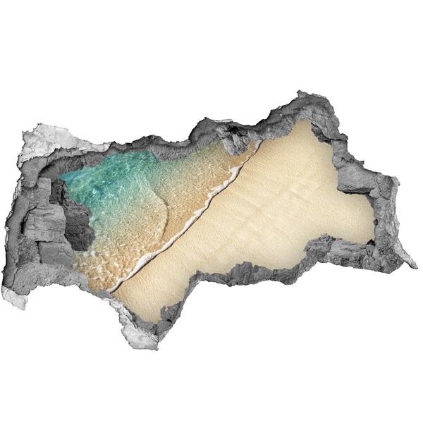 Autocolant 3D gaura cu priveliște Plaja Caraibeană printr-o gaură în perete