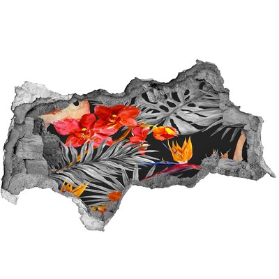 Autocolant 3D gaura cu priveliște Paradis tropical în spatele zidului