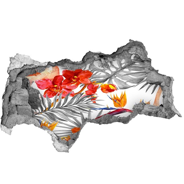 Autocolant 3D gaura cu priveliște Paradis tropical în spatele zidului