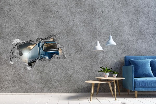 Fototapet un zid spart cu priveliște Camion pe drum