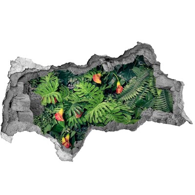 Autocolant gaură 3D Grădină tropicală în spatele zidului