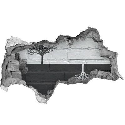 Autocolant gaură 3D Un copac cu rădăcini