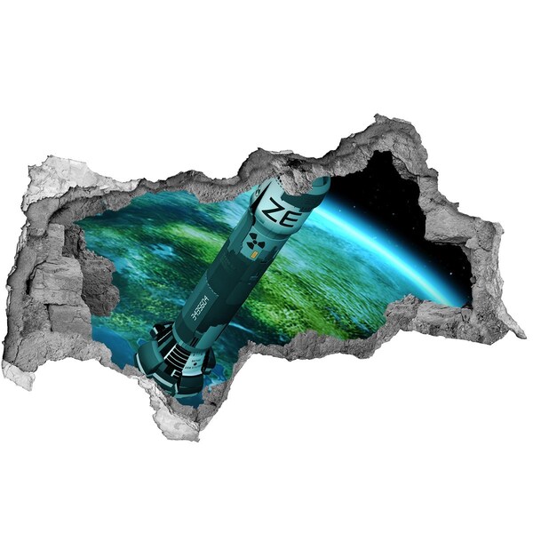 Fototapet un zid spart cu priveliște Rachetă în spațiu