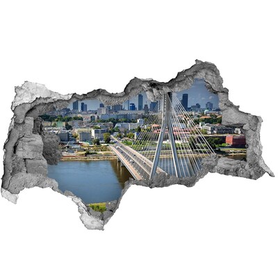 Fototapet un zid spart cu priveliște Podul din Varșovia