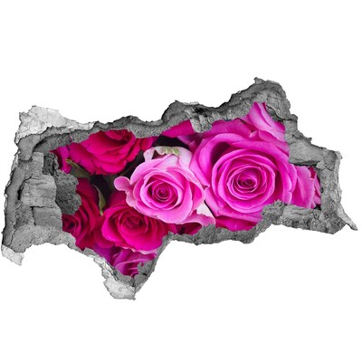 Fototapet 3D gaură în perete Un buchet de trandafiri roz