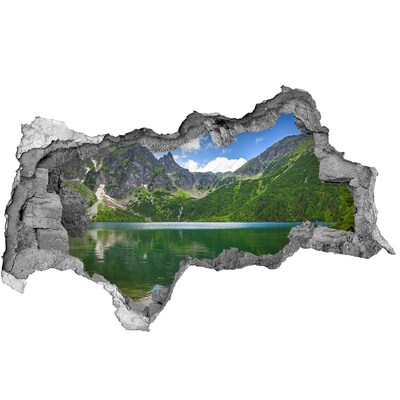 Autocolant de perete gaură 3D Peisaj montan lângă lac