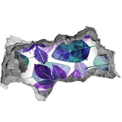 Autocolant de perete gaură 3D Frunze verzi într-o gaură din perete