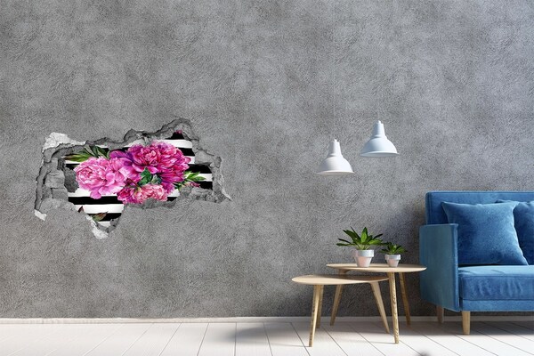 Autocolant gaură 3D Mural floral cu gaură în perete