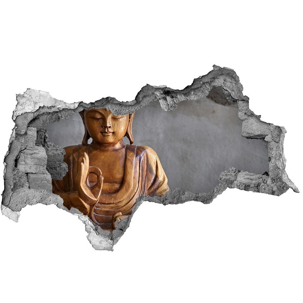 Fototapet un zid spart cu priveliște buddha din lemn