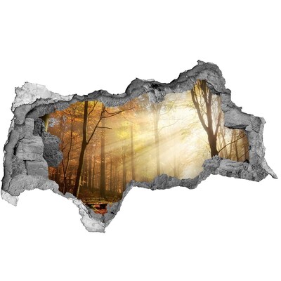 Autocolant un zid spart cu priveliște Pădure aurie în razele soarelui