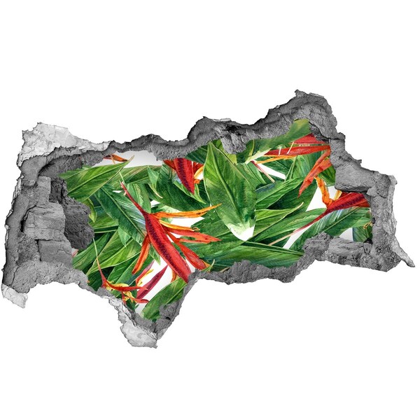 Fototapet 3D gaură în perete Paradis tropical în spatele zidului