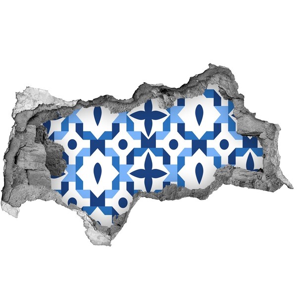 Fototapet 3D gaură în perete Modele albastre pe perete