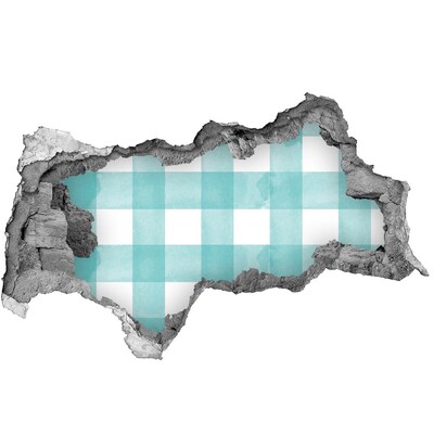 Autocolant 3D gaura cu priveliște Un perete deteriorat cu o grilă albastră