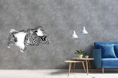Autocolant 3D gaura cu priveliște Zebra în zăpadă