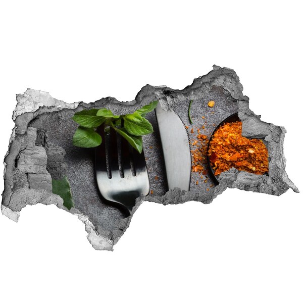 Autocolant un zid spart cu priveliște Tacâmuri și condimente