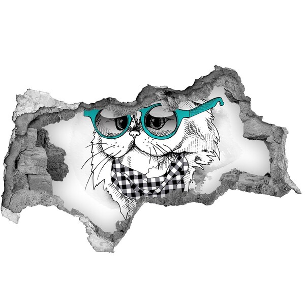 Fototapet un zid spart cu priveliște Cat cu ochelari