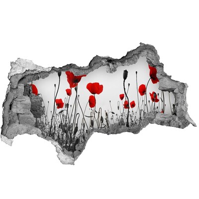 Autocolant 3D gaura cu priveliște Flori în ruine