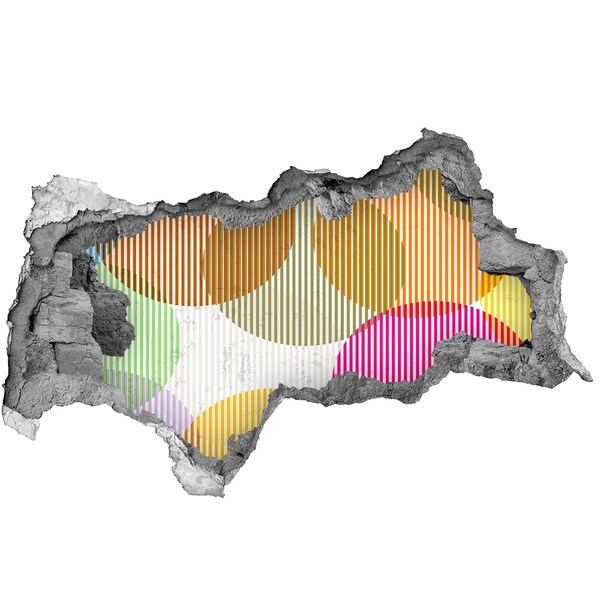Autocolant un zid spart cu priveliște cercuri colorate