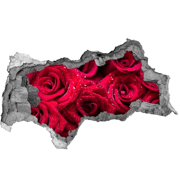 Fototapet un zid spart cu priveliște Picaturi pe trandafiri