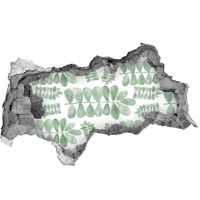 Fototapet un zid spart cu priveliște Frunze verzi într-o gaură din perete