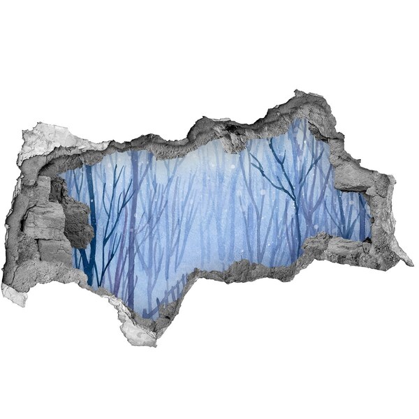 Autocolant autoadeziv gaură Peisaj de iarnă printr-o gaură în perete