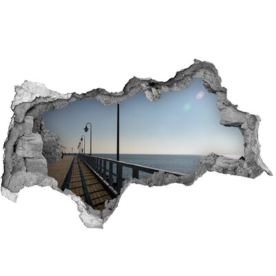 Autocolant de perete gaură 3D Vedere la mare de pe dig