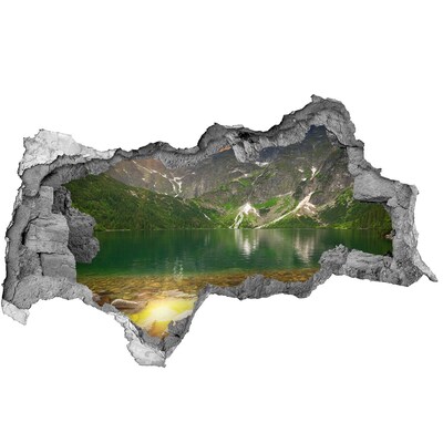 Fototapet 3D gaură în perete Peisaj montan lângă lac