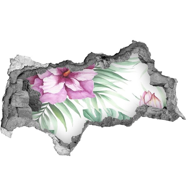 Fototapet 3D gaură în perete flori Hawaii