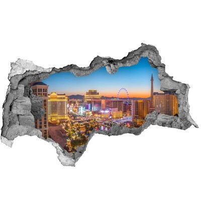 Autocolant un zid spart cu priveliște Las Vegas noaptea