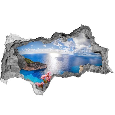 Autocolant de perete gaură 3D Vedere de pe faleza deasupra mării