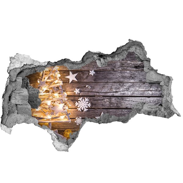 Autocolant de perete gaură 3D Peisaj de iarnă cu decorațiuni de Crăciun