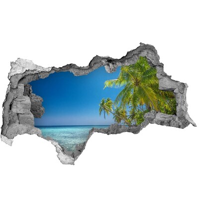 Fototapet un zid spart cu priveliște Plajă tropicală cu palmieri