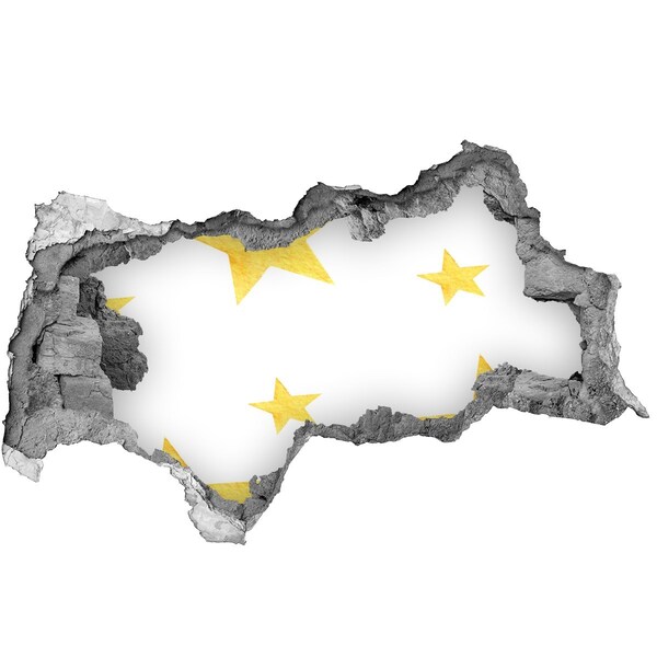 Autocolant un zid spart cu priveliște Stea aurie pe fundal alb