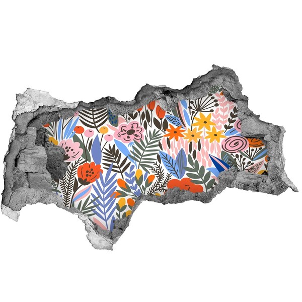 Autocolant 3D gaura cu priveliște Pictură murală cu flori printr-o gaură în perete