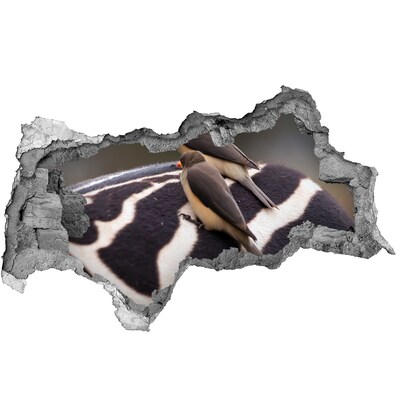 Fototapet 3D gaură în perete Păsări pe spatele unei zebre